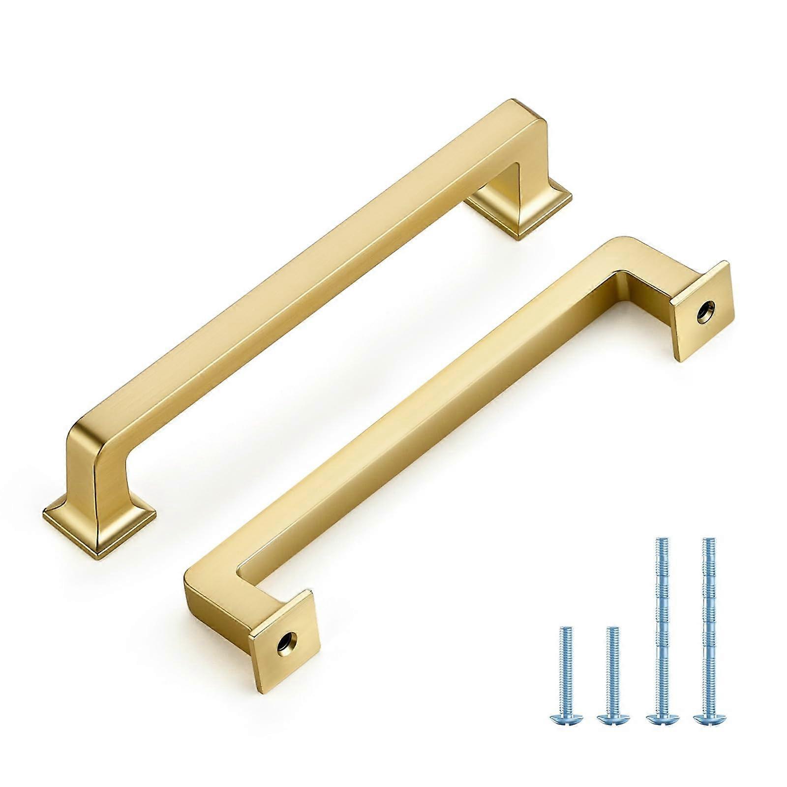 10 Pack 5 Inch Brushed Brass Cabinet Handles Solid Zinc Alloy Drawer Pulls for Kitchen Cupboards