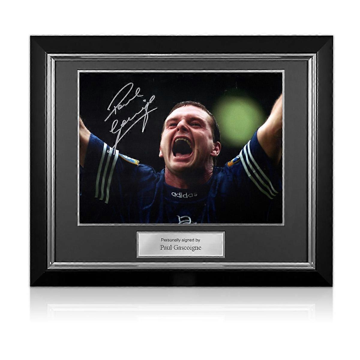 Paul Gascoigne Signed Rangers Photo. Deluxe Frame