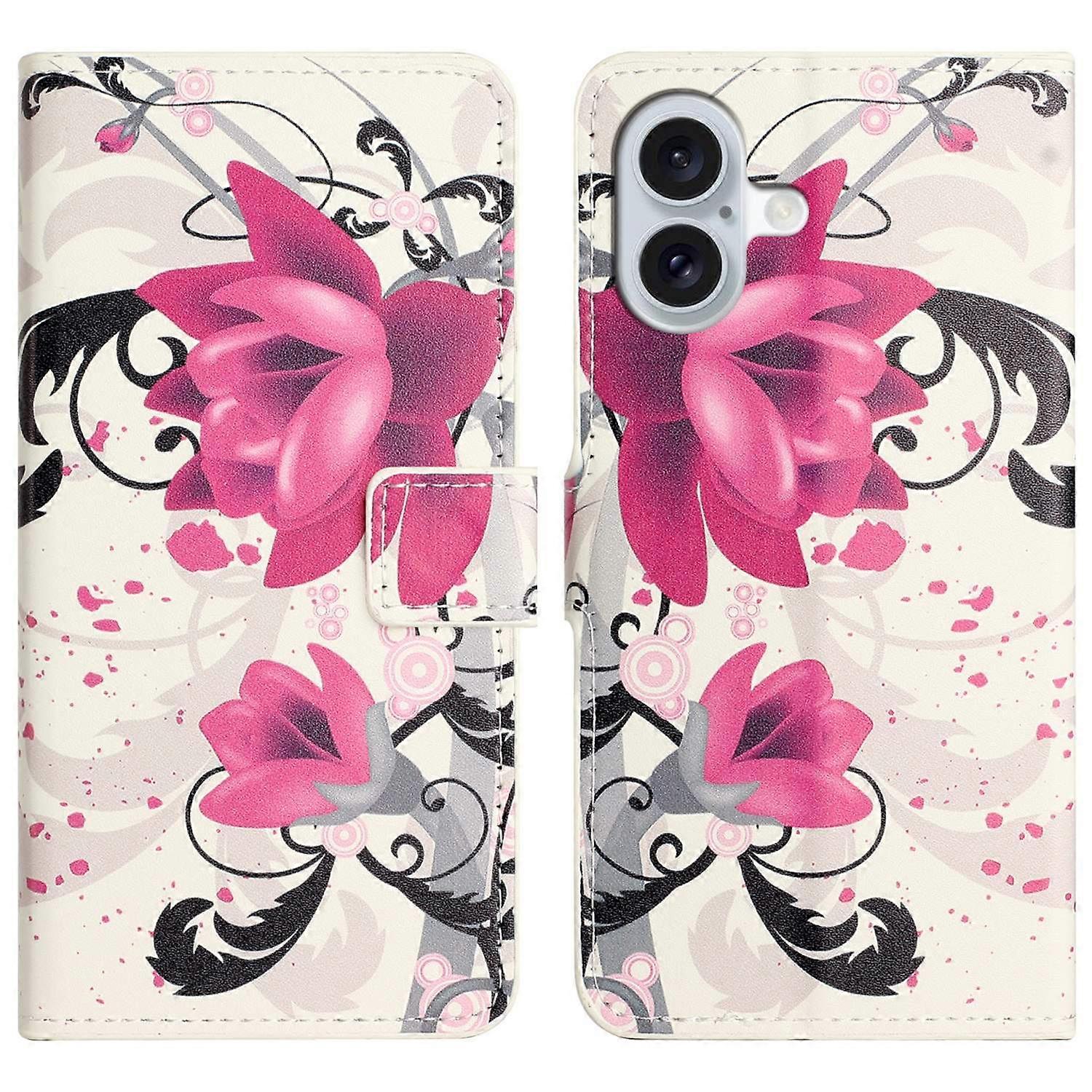 For iPhone 16 Case Pattern Print Leather Phone Cover with Wallet Stand