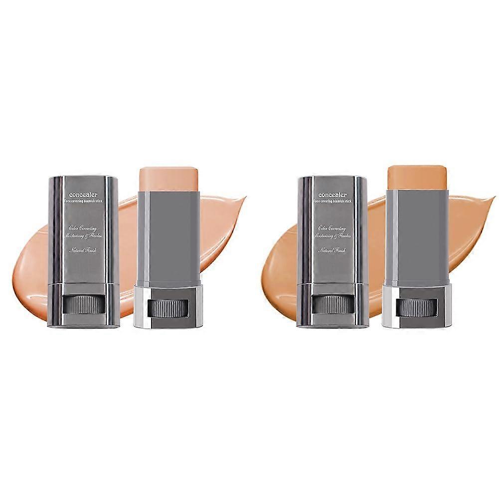 2PCS 3in1 Foundation Stick with Serum, Buildable Medium Coverage, Natural Hydrating Finish (02#+04#)