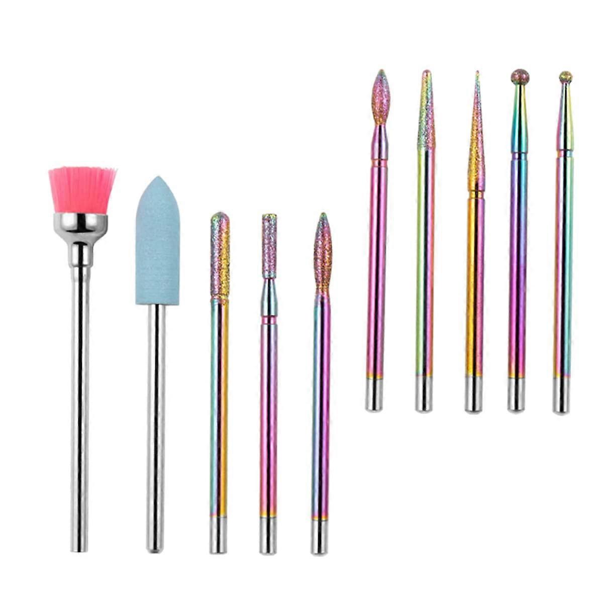 Professional Nail Drill Bits Set with Nail Buffer Block for Gel and Acrylic Removal Salon Use