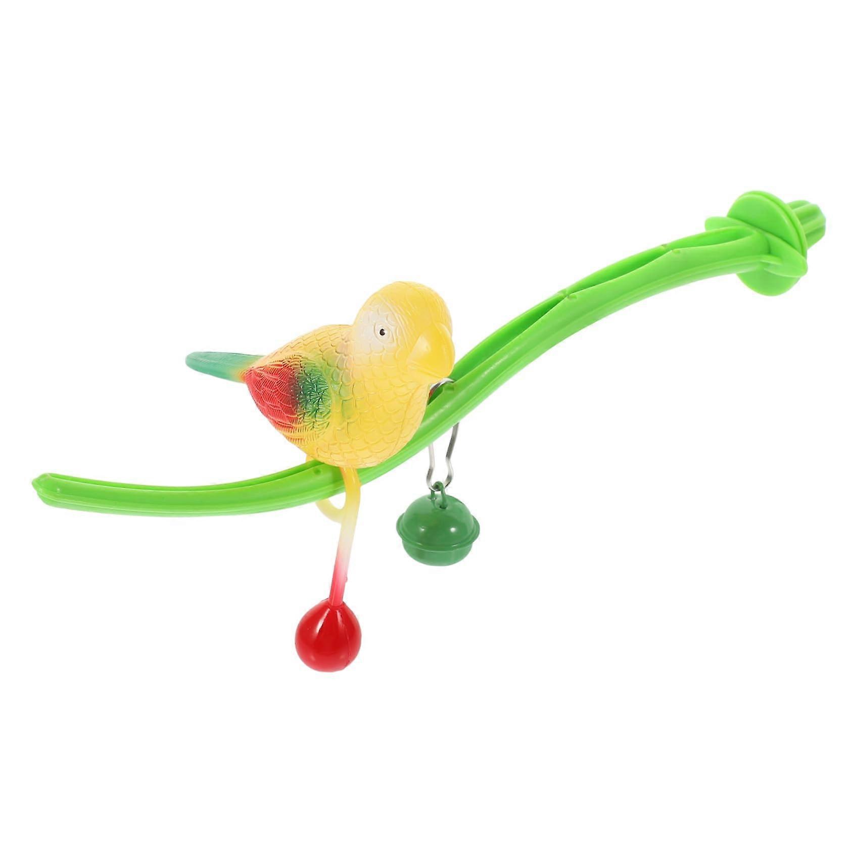 Bird Perch for Parakeets BiteResistant Cage Stand with Simulation Bird for Balance and Activity