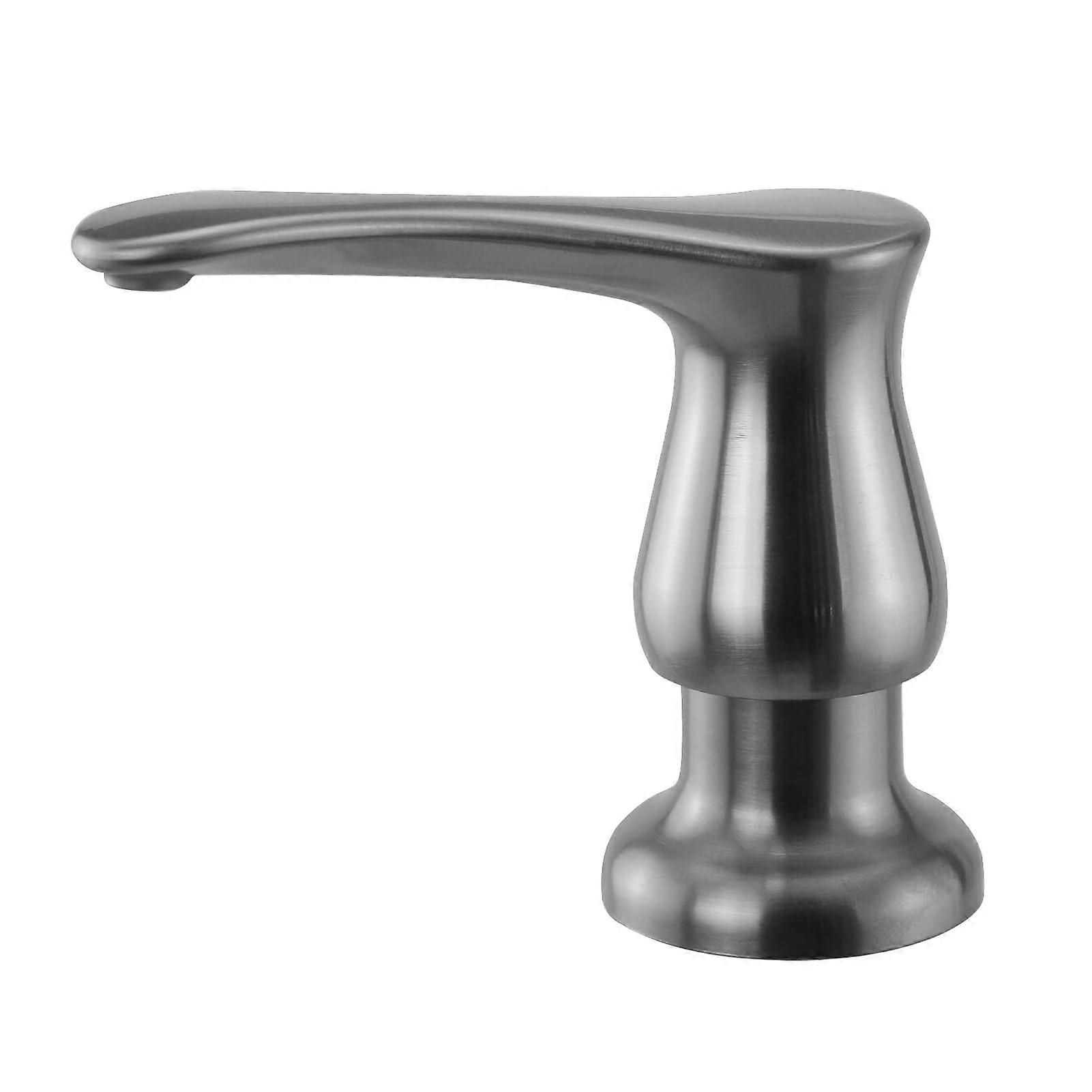 Kitchen Soap Dispenser Brushed Silver Builtin with 17oz Bottle Easy Refill Leak Pump