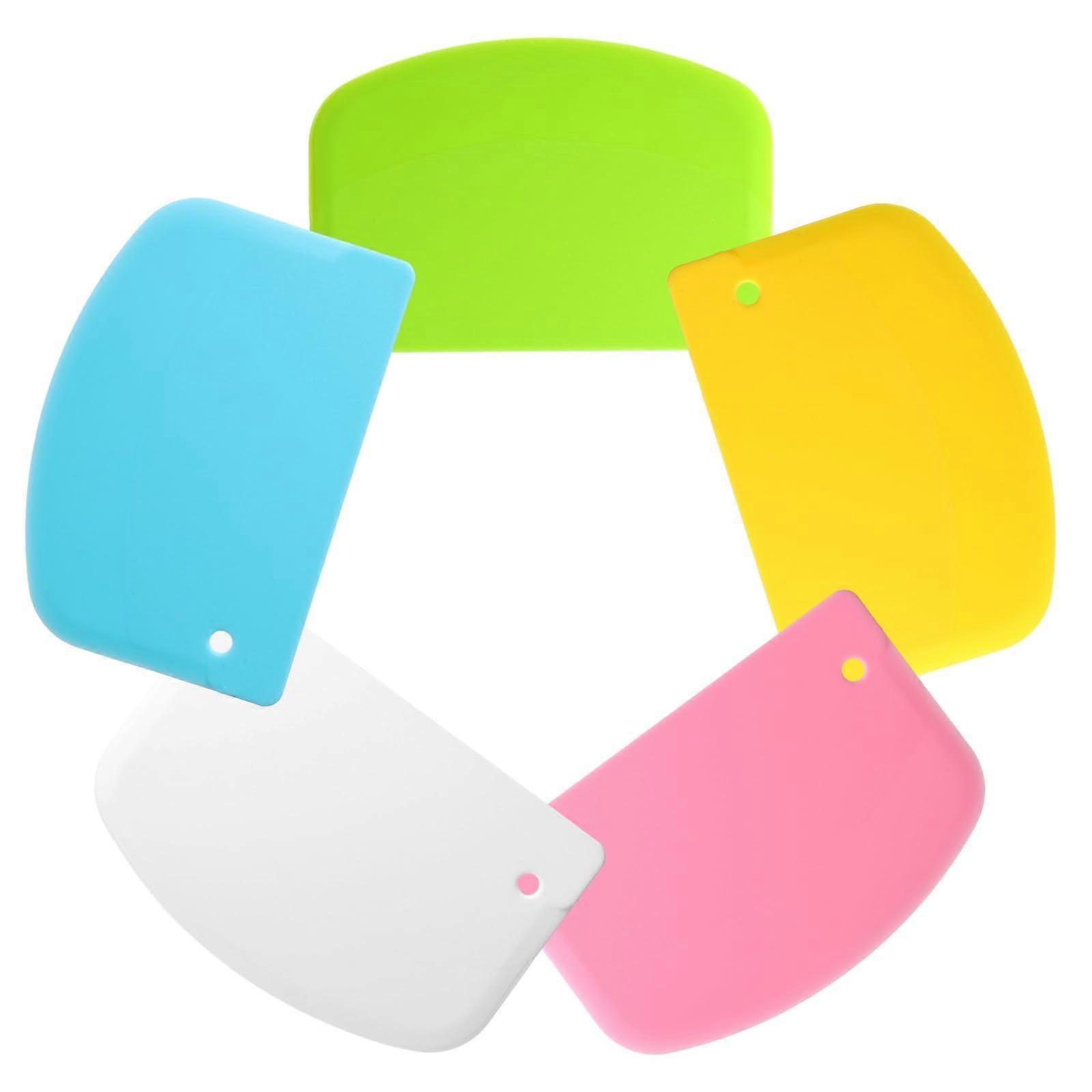Dough Scraper Set 5 Pack Flexible Plastic Bench Scrapers for Baking Bread Pizza Nonstick Dishwasher Safe Multicolor