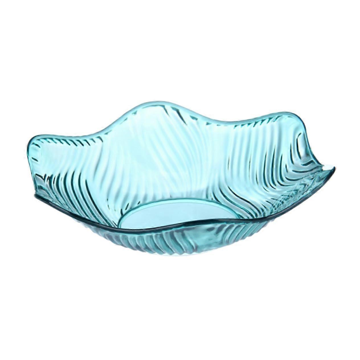 Plastic Fruit Bowl with Decorative Wave Pattern, Lightweight Snack and Salad Serving Dish, Grey