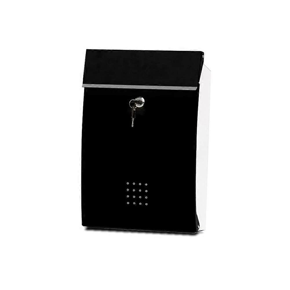 Wall Mounted Metal Mailbox with Keys, Rust Resistant Weatherproof Lockable Outdoor Post Box, Black