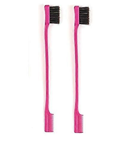 Edge Control Brush Comb 2 in 1 Double Sided 7 Inch Pink for Precise Edge Grooming 2 Pack