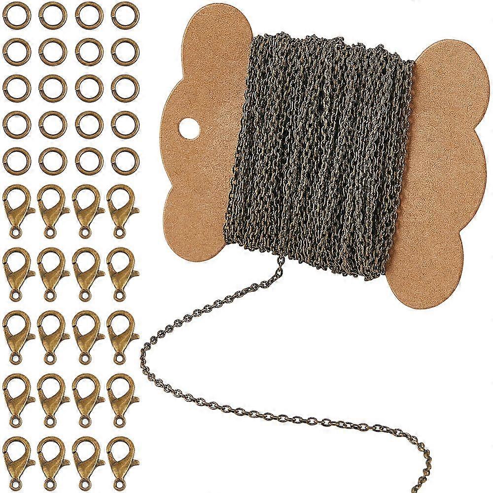 DIY Iron Chains Necklaces Making Kits Bronze Red Copper 3x2x0.5mm