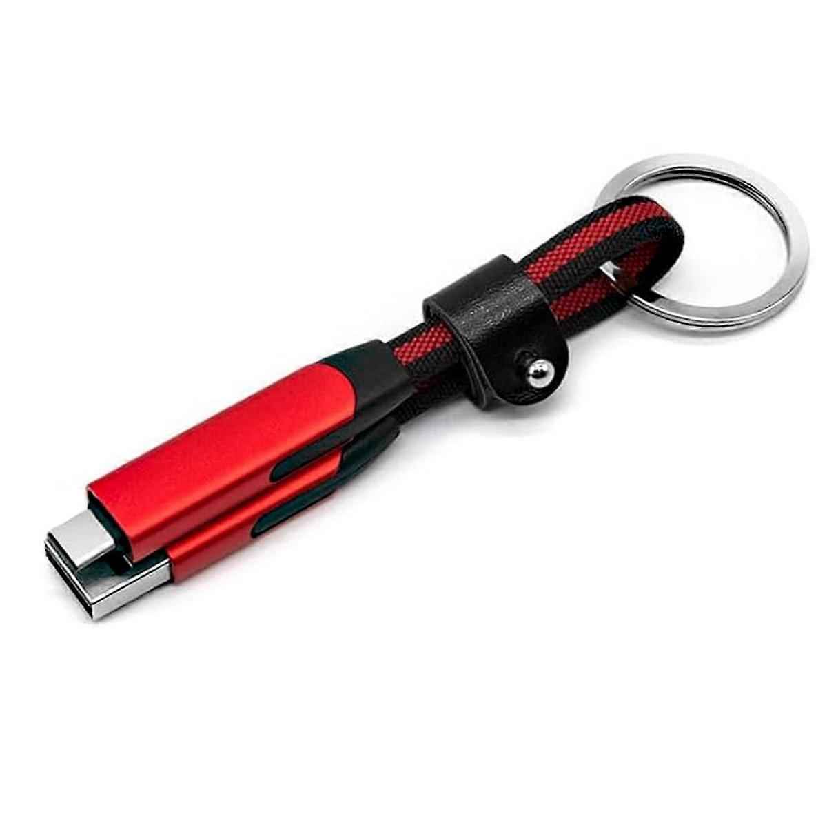 Multifunction 6in1 Keychain Charging Cable 60W Fast Charge Magnetic Foldable USB C Charger for iPhone Red