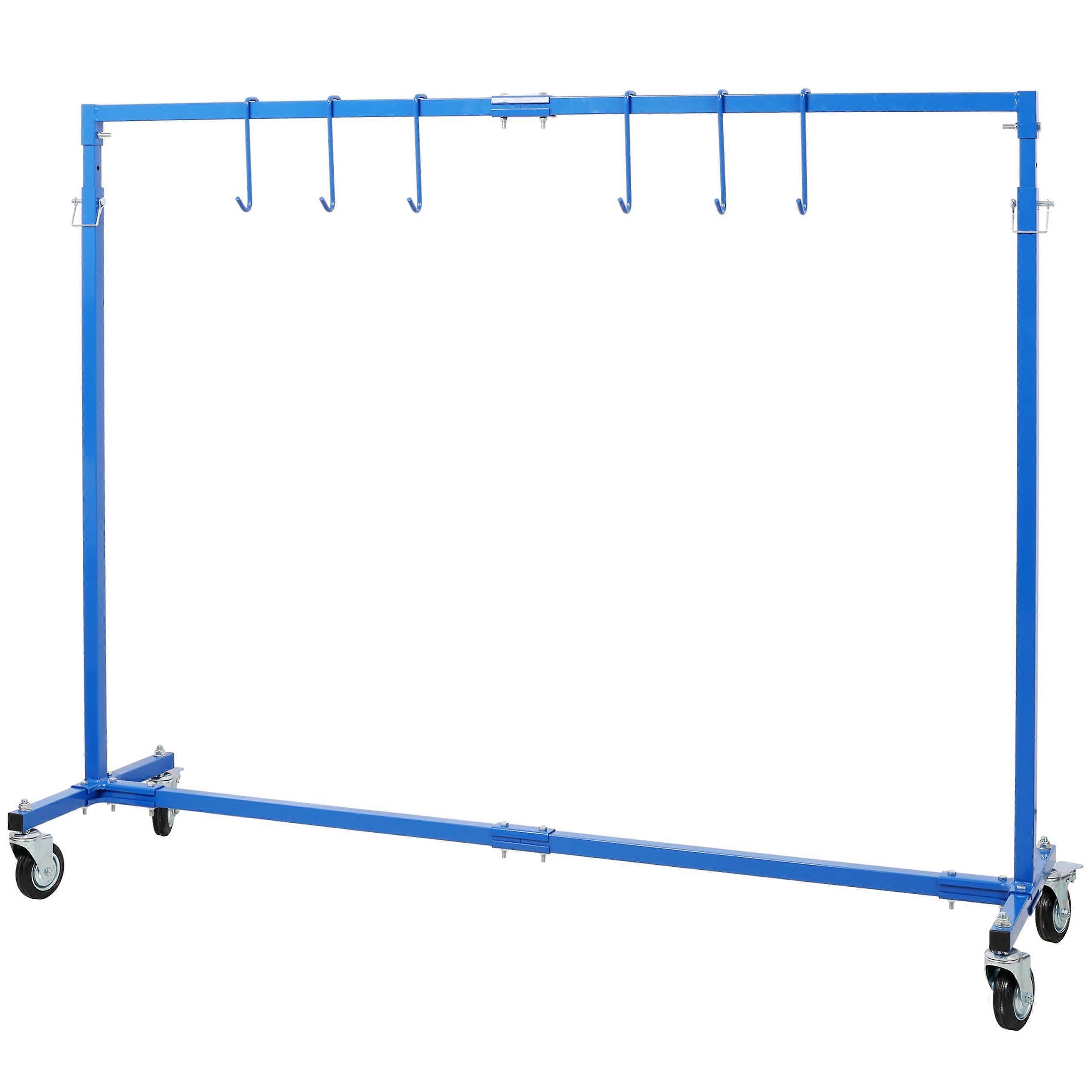 Adjustable Height Paint Drying Rack with 6 Hooks and Mobile Base for Auto Body Spray Painting