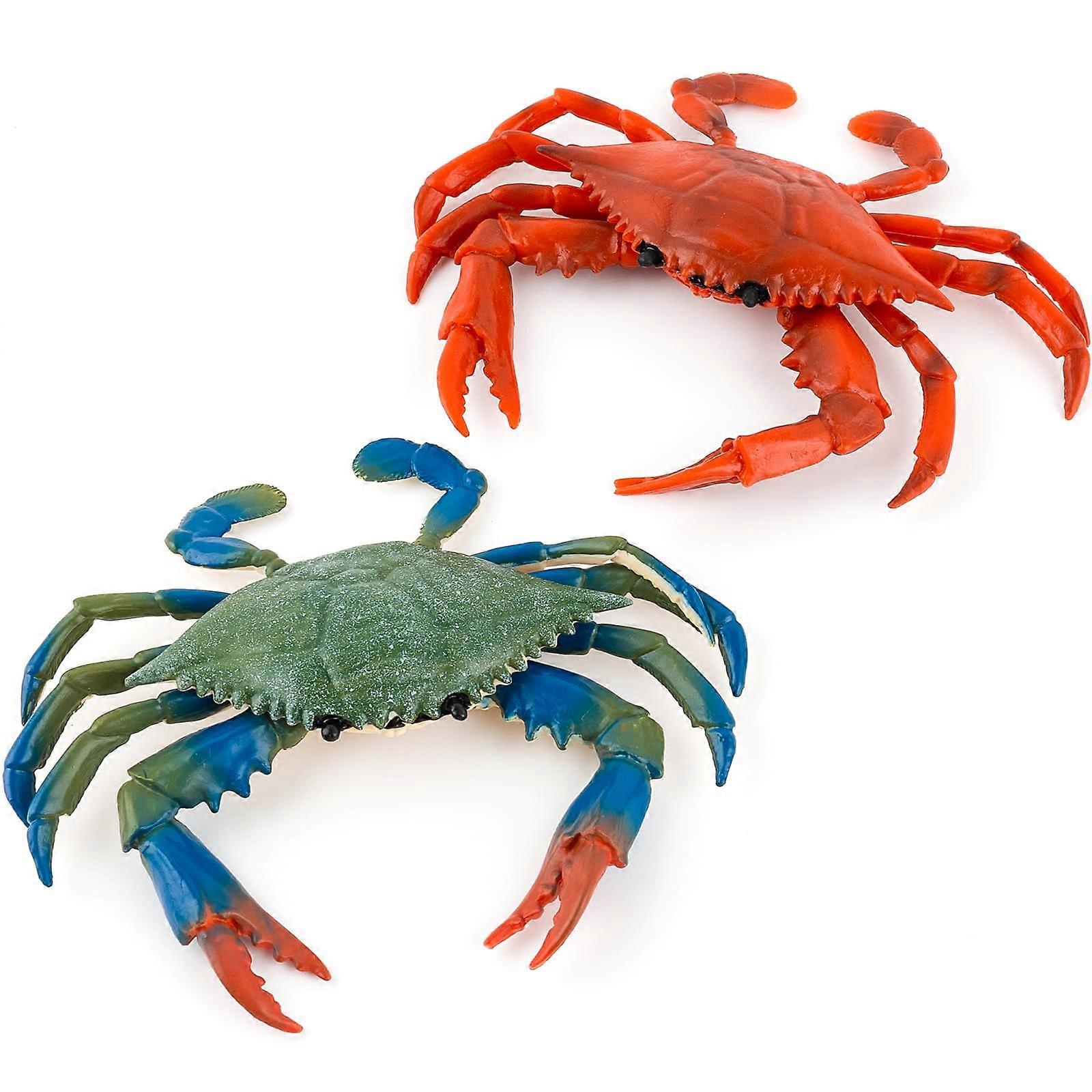 Artificial Crab Decor Coastal Theme 2 Pack Plastic Crab Figurines for Nautical Home Display