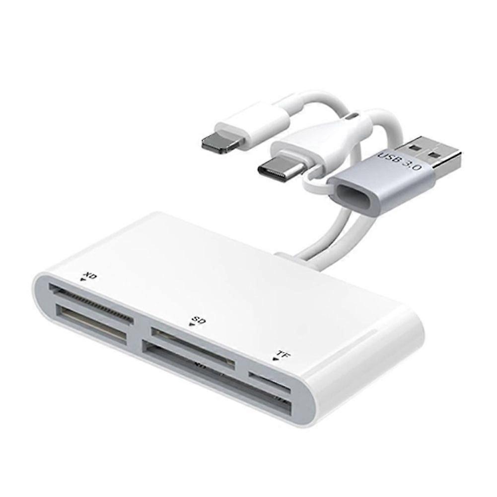 5-In-1 Memory Card Reader Type C USB A to SD/TF/CF/MS/XD USB OTG Adapter, Multi Memory Card Reader for IPhone Android