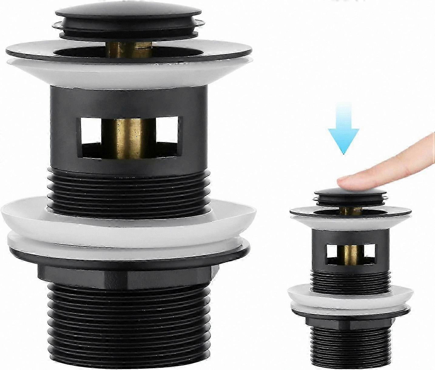 Matte Black Universal Sink Drain with Overflow and Pop-up Functionality
