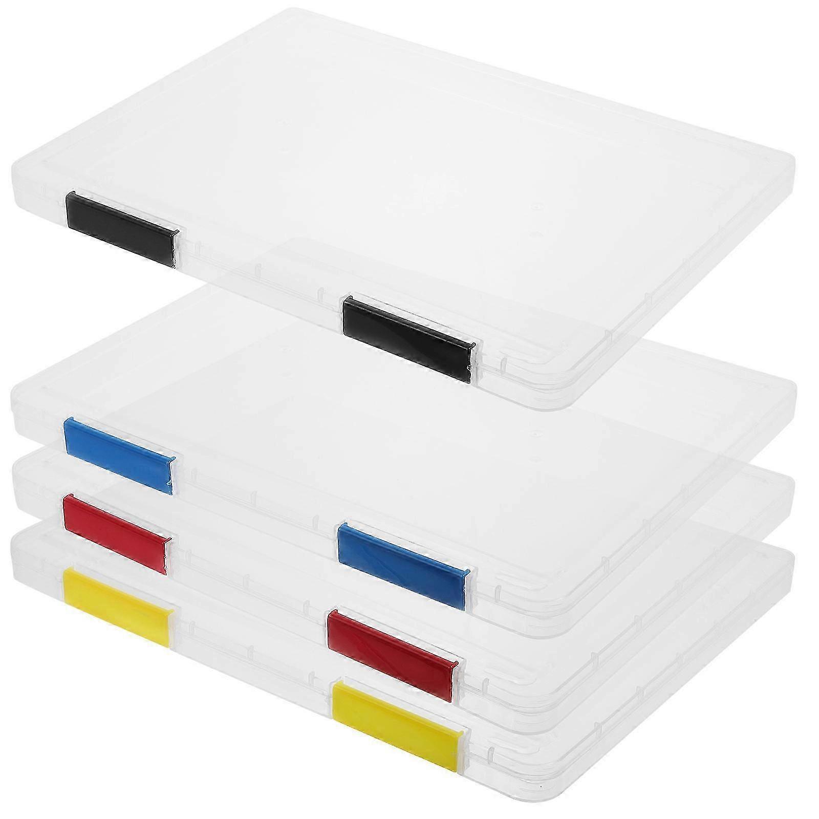 File Storage Box for Document Protection 4Pcs Transparent Plastic Set