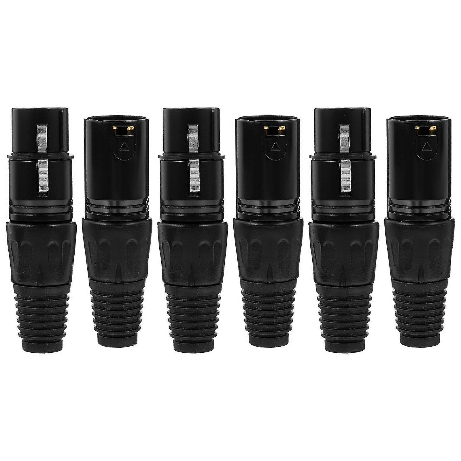 Replacement Xlr Plug 3-Pin Microphone Connector Set 6Pcs Black