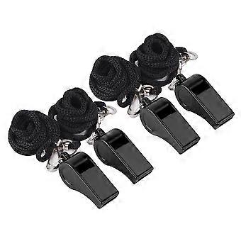 Referee Whistles Portable Metal Whistles for Whistling 12Pcs Black with Lanyard