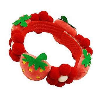 Decorative Pet Collar Dog Collar for Puppy 2Pcs Adjustable Red Cotton