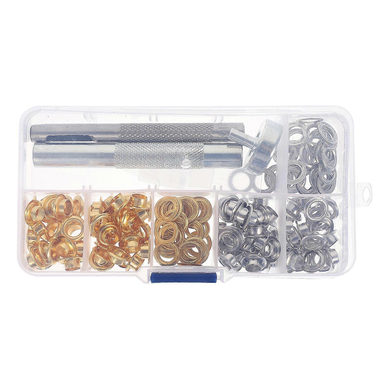 100Sets Grommets Kit Alloy Eyelets for DIY with Installation Tools