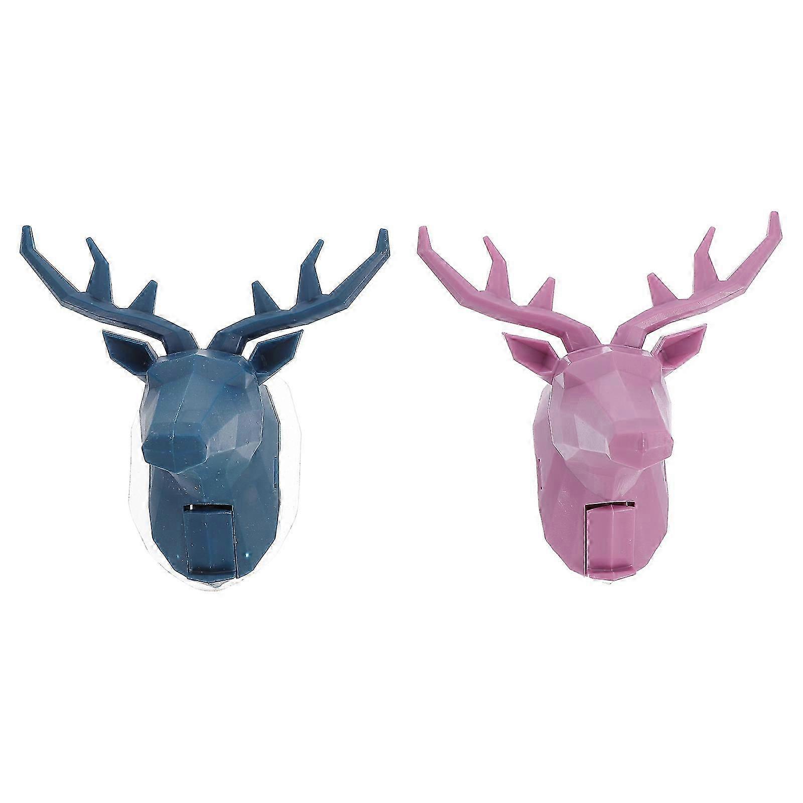 Deer Head Wall Mount Hook for Clothes Hat Hanging 2Pcs Assorted Color ABS