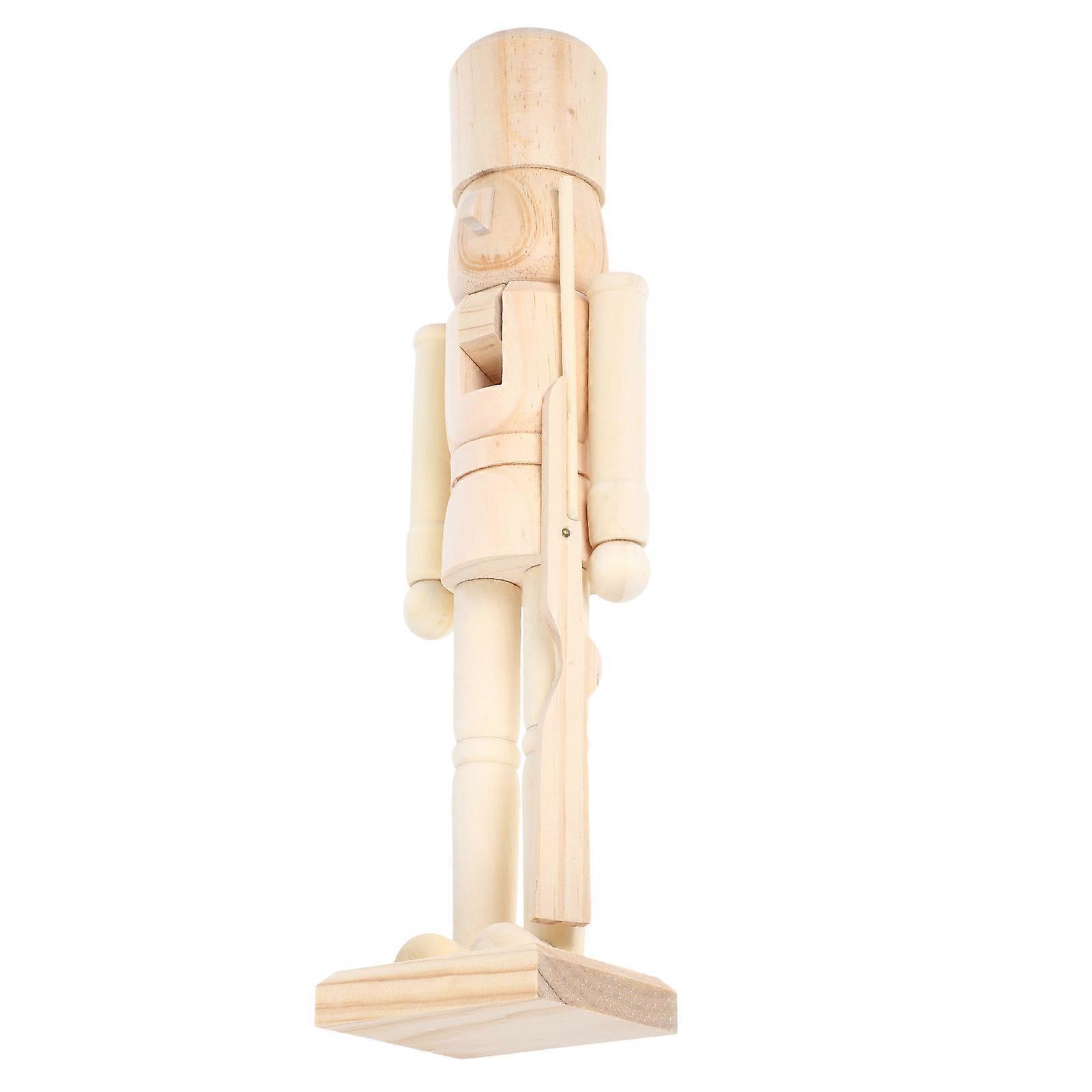 Blank Unfinished Nutcracker Craft Decorative Graffiti Nutcracker Statue DIY Nutcracker Ornament