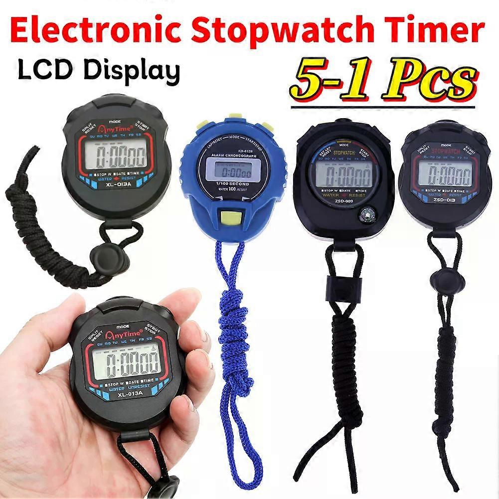 Multi-Function Electronic Stopwatch Handheld Chronometer Waterproof Pocket Stopwatch Stop Watch Timer LCD Display for Match