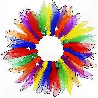 24 Jongliertücher für Kinder, 60x60cm Tanztücher für Gymnastik, Kindergartenaufführungen und Bauchtanzrequisiten