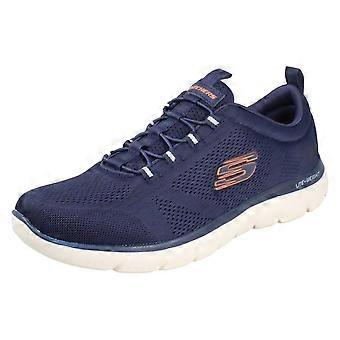 Mens Skechers Machine Washable Slip On Trainers Louvin 232186 - Navy/Orange Textile - UK Size 13 - EU Size 48.5 - US Size 14