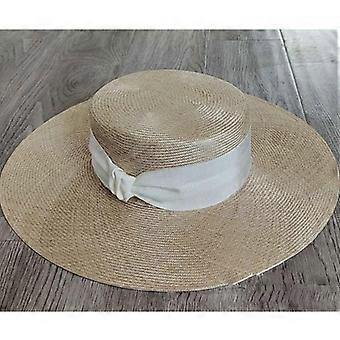 Designer Custom Fashion High Quality Sisal Grass Straw Hats For Women Bow Ribbon Big Wide Brim Casual Flat Top Cap Chapeau Femme