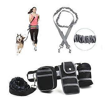 Dog Leash Nylon Belt With Hands Free Dog Leash Ideal for Walking Running Cycling and Jogging--Black