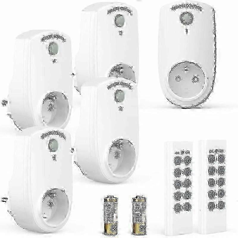 AURA 2025 New Set of 5 Programmable Electrical Socket, Wireless Remote Control Socket with 2 Remote Controls 2
