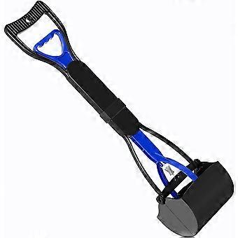 UBIUO Pet Pooper Scooper til hunde, Hunde Pooper Scooper med langt håndtag, holdbar fjeder og premium materialerLet at bruge til græs, snavs, grus Pick Up blå