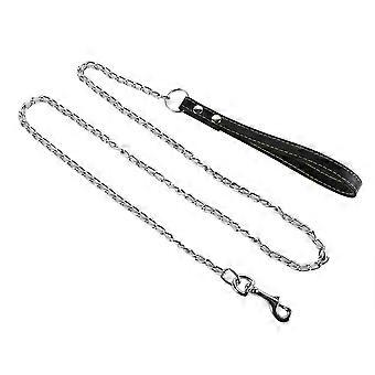 Heavy Duty Metal Chain Dog Lead med lær håndtak lang sterk kontroll bånd utendørs kjæledyr trekkraft tau anti bite kjede forsyninger
