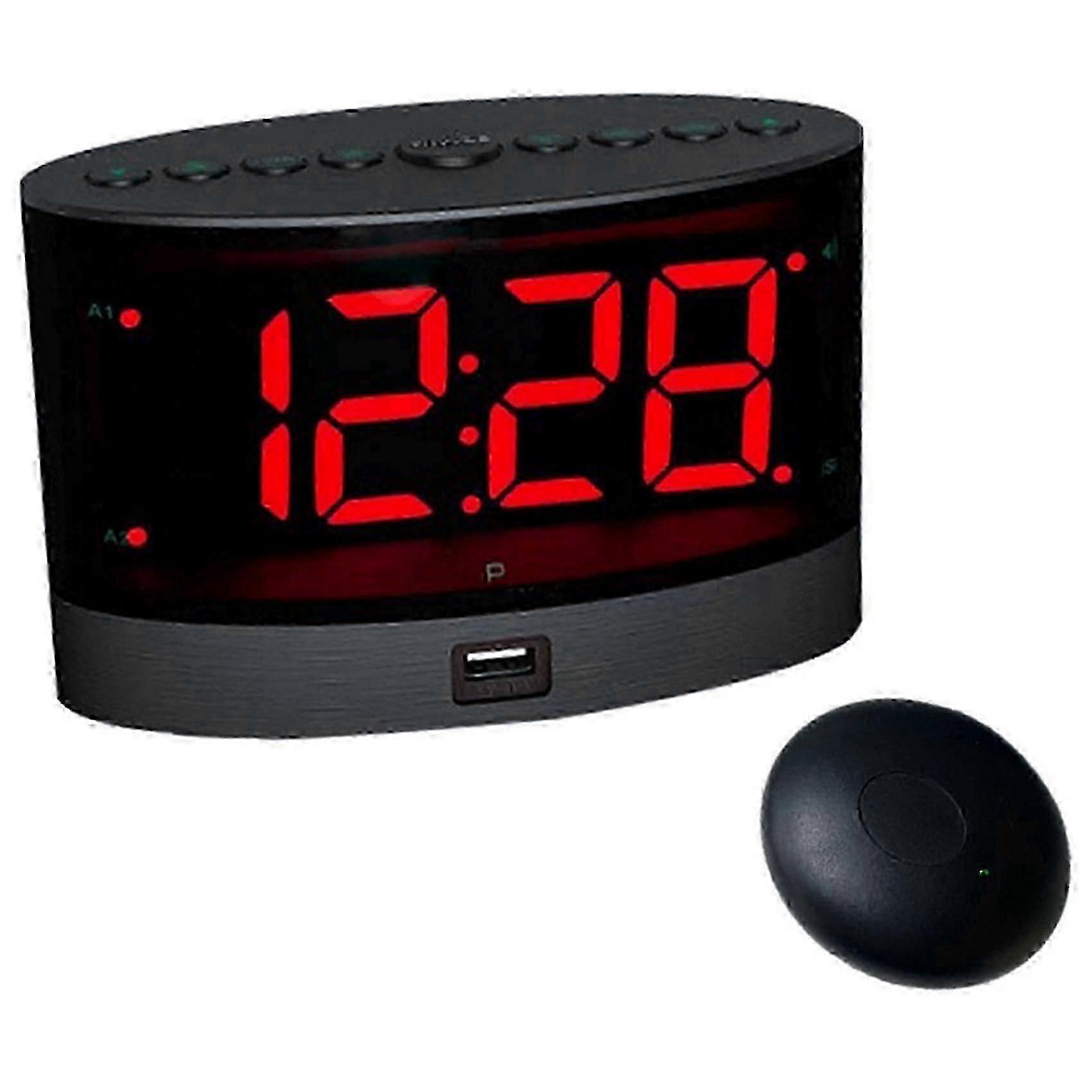 Loud vibrating alarm clock with wireless shaker