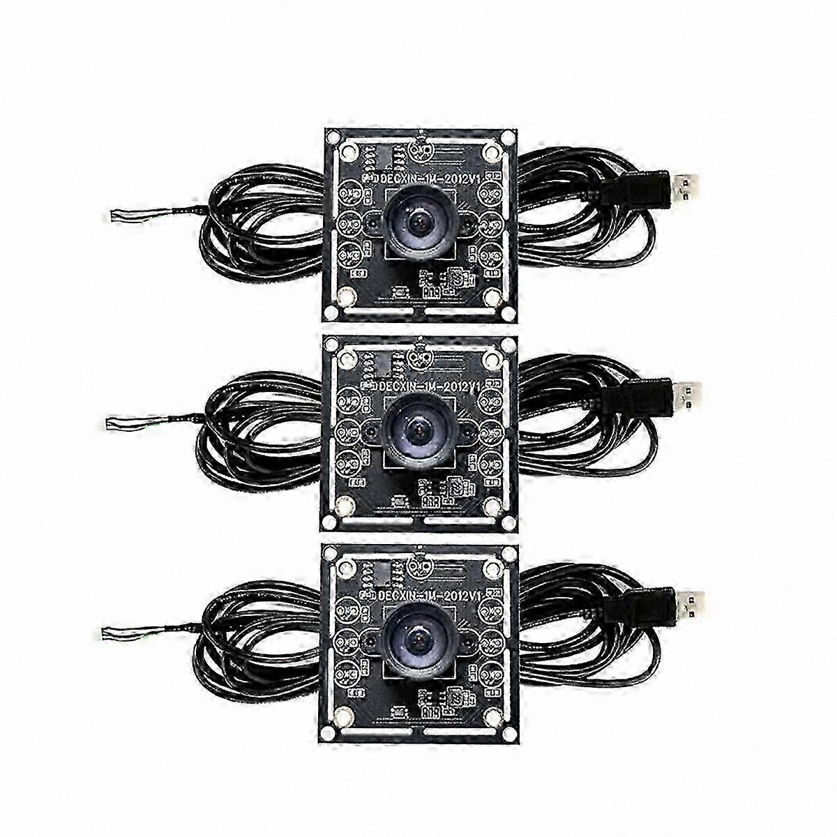 3-Pack 1MP Camera Module with 100 FOV, USB Interface, Manual Focus, 2m Cable, Compatible with Windows XP/7/8/10
