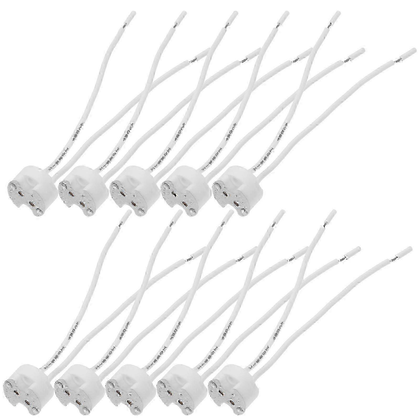 Lamp Socket Ceramic Base compatible with Lamp Use Silver Wire Connector 10Pcs