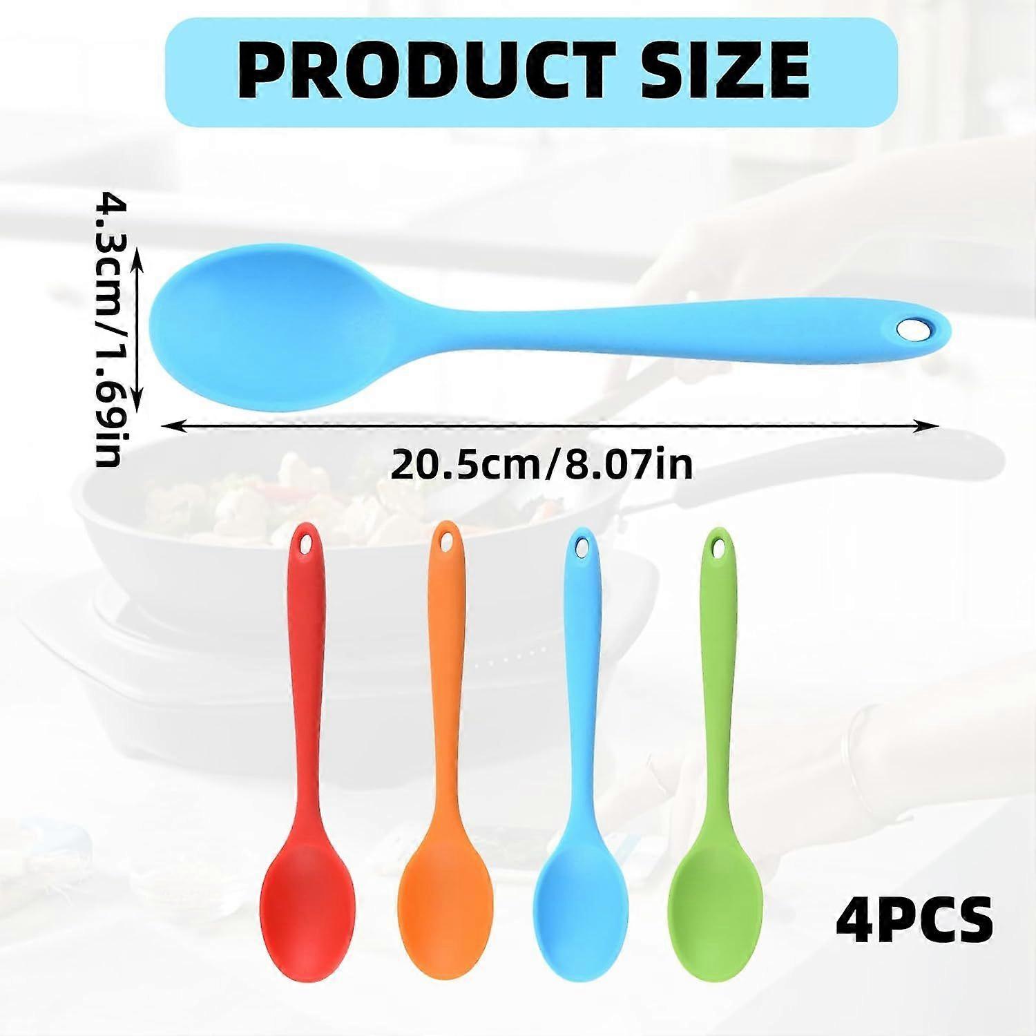 4PCS Plastic Serving Spoons Silicone Mixing Spoon Heat-Resistant