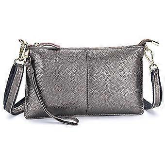 Echt lederen crossbodytas voor dames, schoudertas van hoogwaardig rundleer met polsbandje.