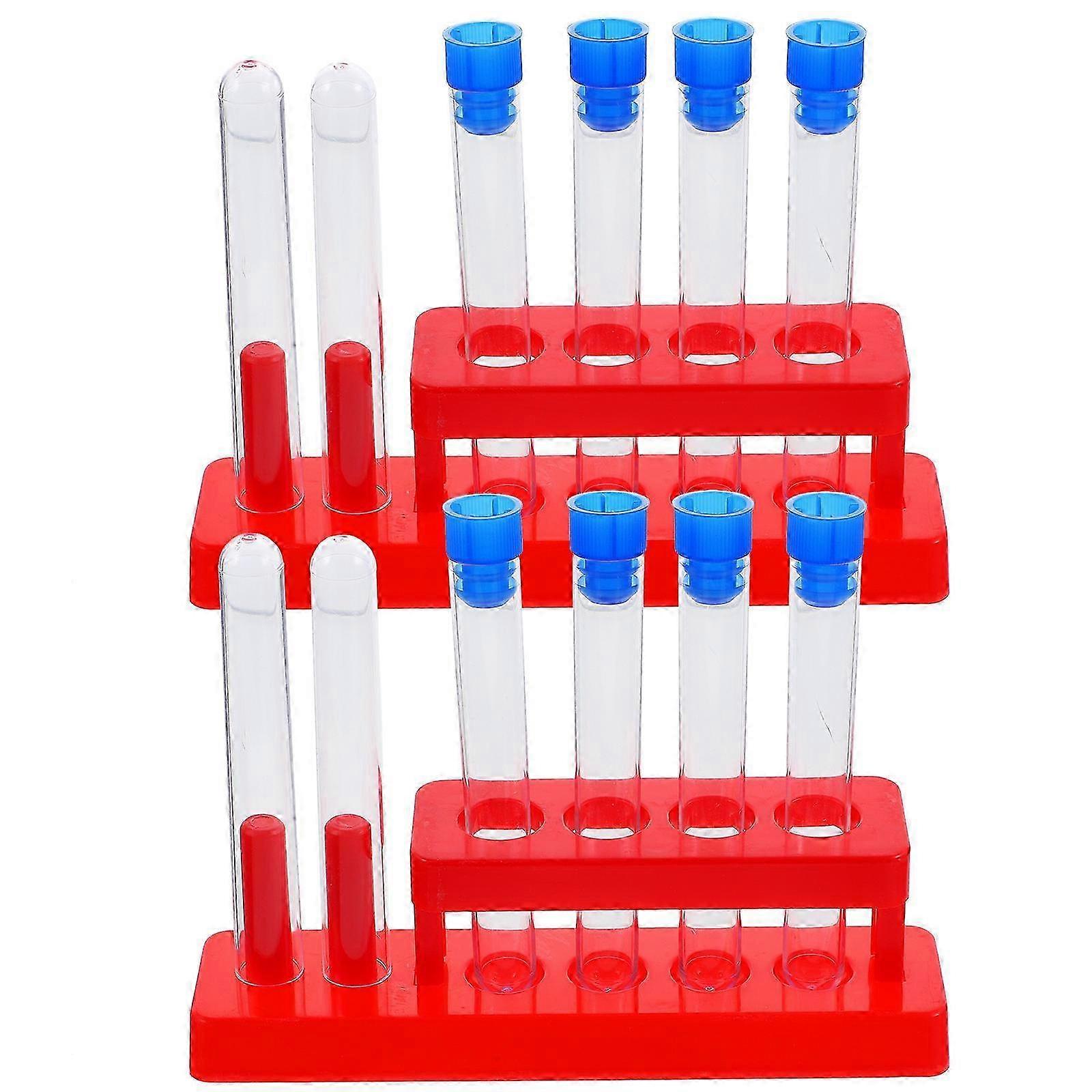 1 Set Lab Test Tubes with Storage Rack Clear Experiment Vials Liquid Sample Tubes