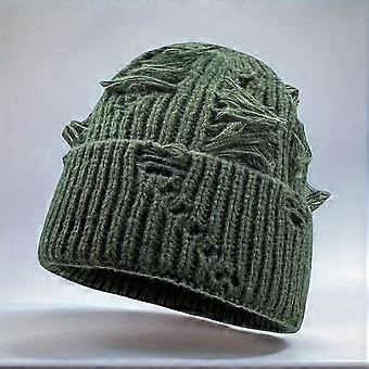 Distressed Ripped Beanie Hat for Women Men, Versatile Slouchy Knit Ski Cap for Cold Weather Outdoor