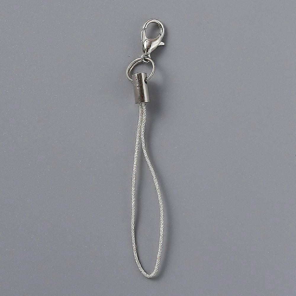 100pcs Polyester Cord Mobile Straps with Alloy Findings 7.2cm