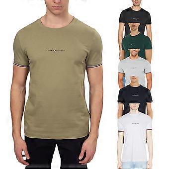 Tommy Hilfiger 32584 Mens T Shirts Tipped Logo Slim Fit Crew Neck Cotton Tee New