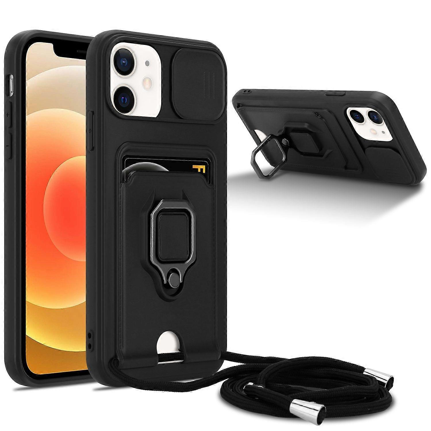 Case compatible with iPhone 12, protective case with chain and stand function