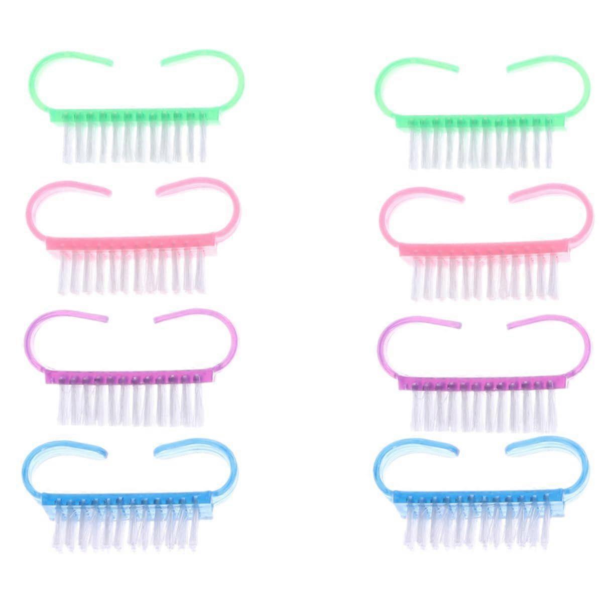 8pcs Nail Cleaning Brush Cleat Shape Plastic Manicure Tool