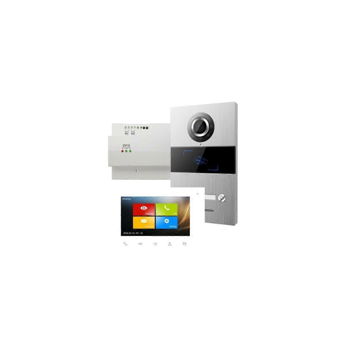 Video-deurintercom complete set aluminium (geborsteld), wit