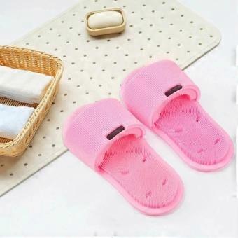 Silicone Back Scrubber with Foot Massage Slipper, Shower Body Brush for Exfoliation and Deep Cleaning