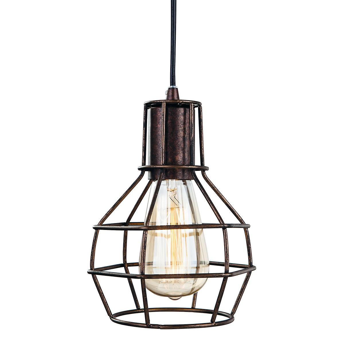 Firstlight Clipper - 1 Light Wire Ceiling Pendant Rustic Brown, E27