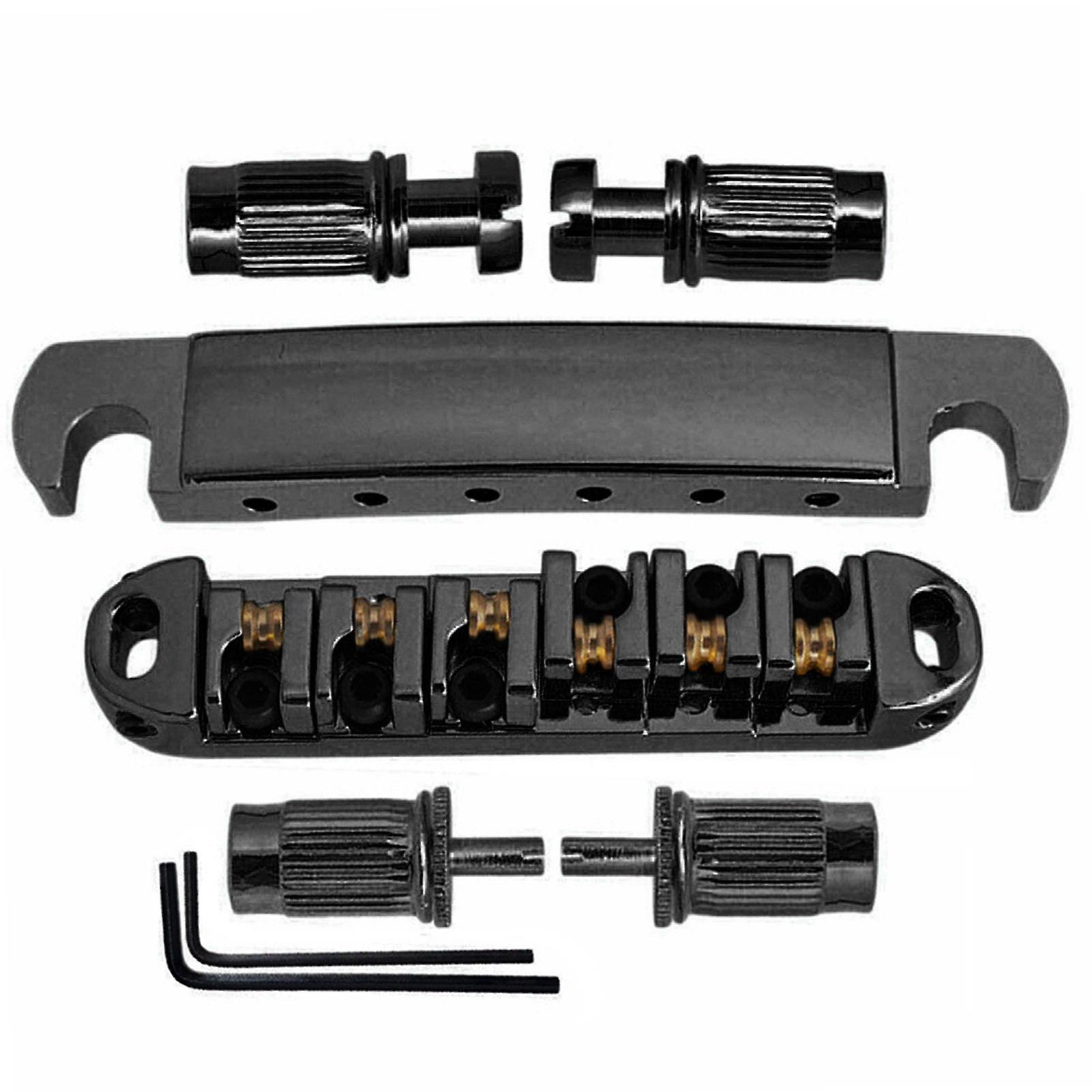 Electric Guitar Bridge Drawstring Plate Upper and Lower Split Bridge Ball Roller Adjustable 6 String Pull String Board