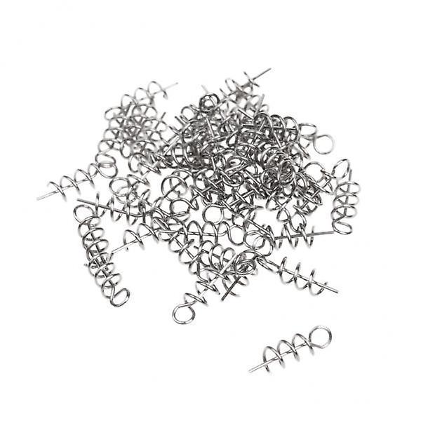 4x50pcs Soft Worm Lure Baits Hook Pin Spring Fixed Lock Fishing Screw Needle