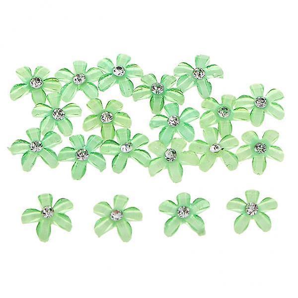4x20 Flowers Flatback Button Rhinestone Embellishments for Wedding Green