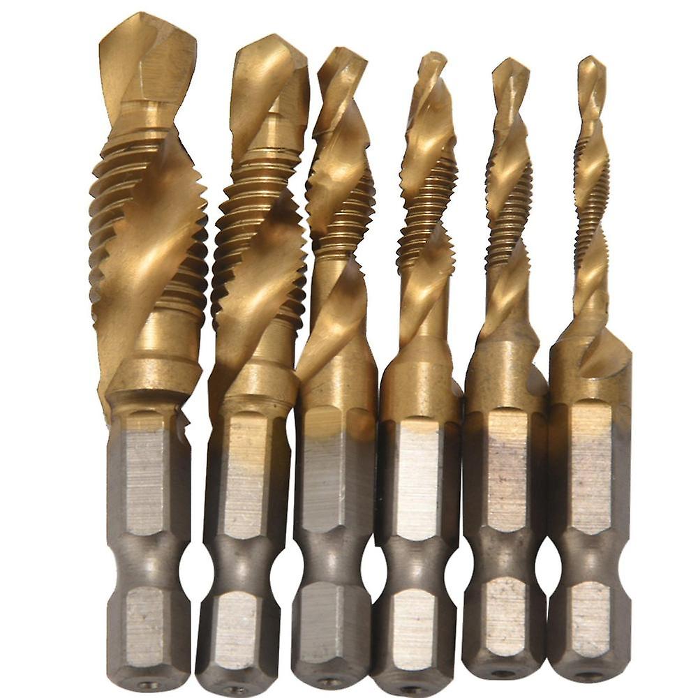 Drill Tap Bit, 6 Pack Combination Drill Tap Bit Set Screw Tapping Sae 6-32nc 8-32nc 10-24nc 10-32nc